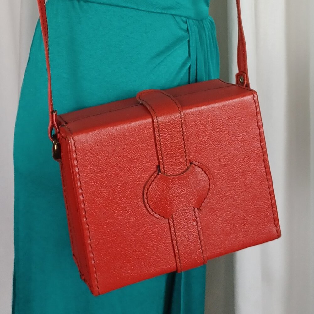 Vintage Pier One Imports Leather Box Bag